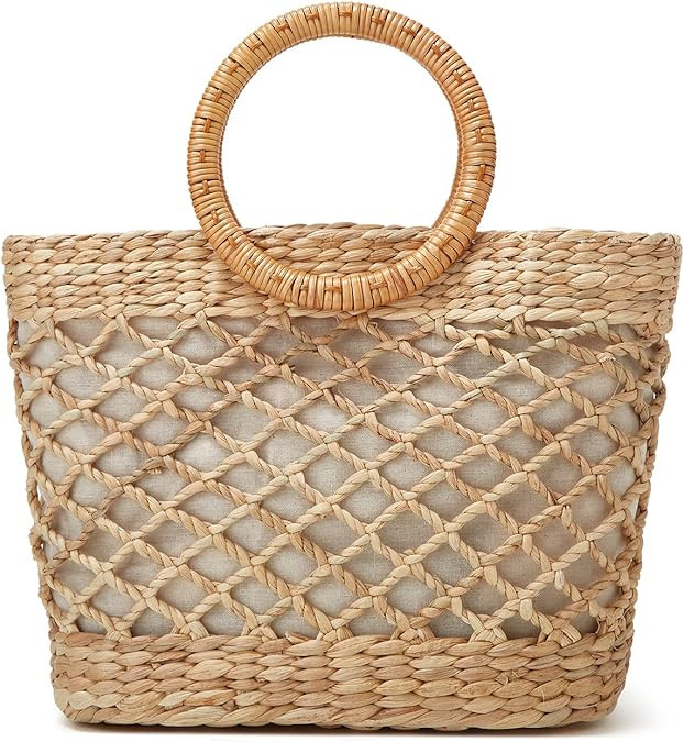 Women Girl Tote Bag Straw Hobo Handbag Fashion Woven Top Handle Bag Shoulder Bag Beach Purse Moon... | Amazon (US)