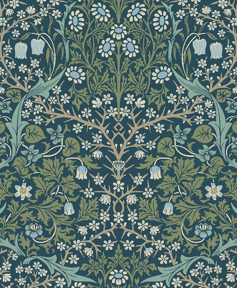 NextWall Victorian Garden Floral Peel and Stick Wallpaper (Prussian Blue & Moss Green) | Amazon (US)