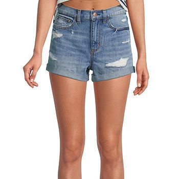 Arizona Curvy Roll Cuff Womens High Rise 2 1/2" Denim Short-Juniors | JCPenney