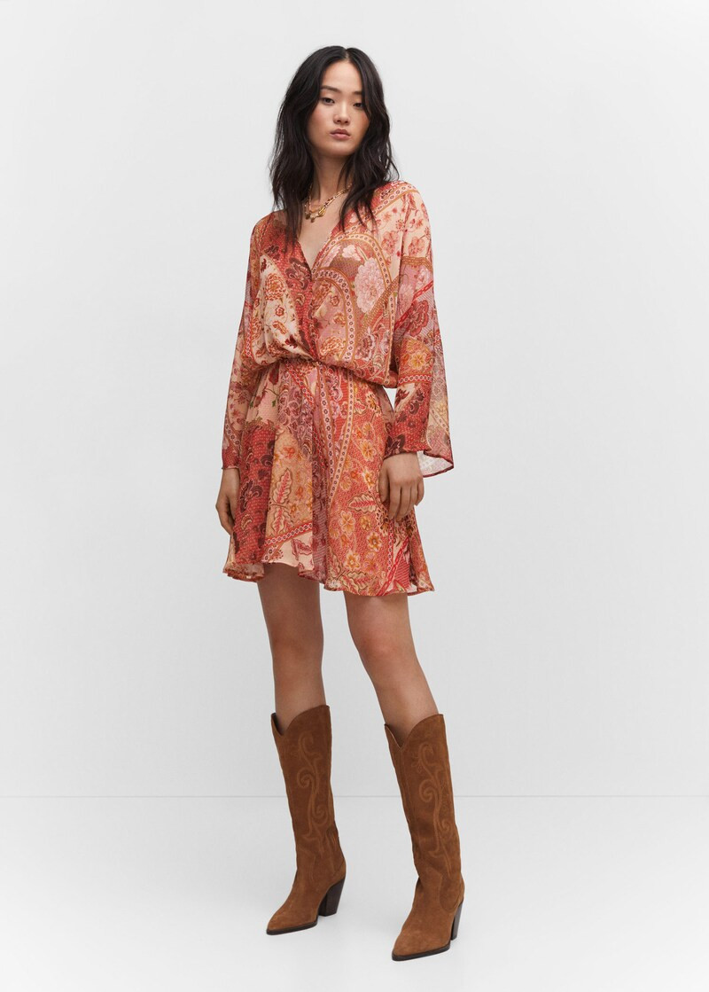 Printed chiffon dress -  Women | Mango United Kingdom | MANGO (UK)
