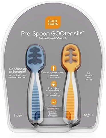 Baby Spoon Set (Stage 1 + Stage 2) | BPA Free Silicone Self Feeding Toddler Utensils | Pre-Spoon ... | Amazon (US)