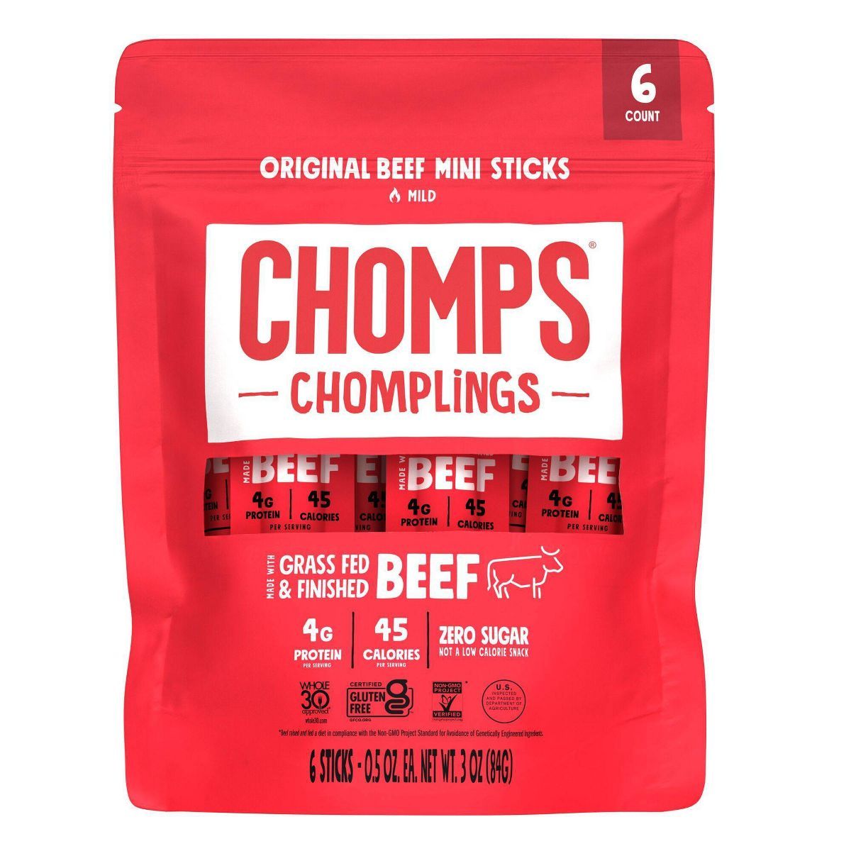 CHOMPLINGS Original Beef Sticks - 6Ct/0.5oz | Target