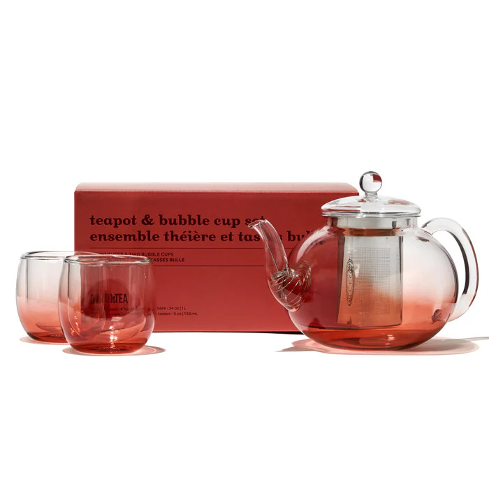Ombre Rose Glass Bubble Teapot & Bubble Cup Set | DAVIDsTEA