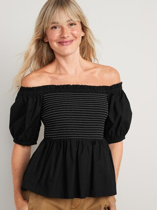 Off-The-Shoulder Smocked Babydoll Swing Blouse for Women | Old Navy (US)