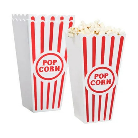 4 Pcs Plastic Popcorn Boxes Popcorn Containers Bucket for Movie Night - 7.8 inch Tall x 3.8 inch Square | Walmart (US)
