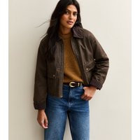 Women's Brown Cropped Waxed Look Barn Jacket New Look | New Look (UK)