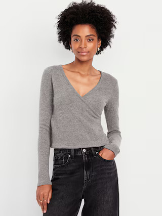 Long-Sleeve Wrap-Front Top | Old Navy (US)
