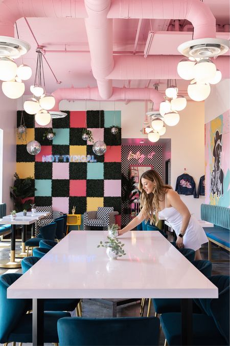 The project that dreams are made of 🍭☕️💕
When a client tells you they want to open a coffee shop and they tell you they want it to be FUN you’re like… umm YES! 

We went all in on the pink ceiling for @digitcoffeeco and worked our way down. On this list of requests we’re: 
1.  An Instagram wall ✔️
2. Fun lighting ✔️
3. Neon signs ✔️
4. Custom menus boards ✔️
5. Community tables✔️
6. A place to display merch ✔️
7. Do it all on a budget ✔️

Thank you to my amazing right hand 
@alexa__cave for taking the lead on this one! 

Design by: @alexa__cave x @kelly.e.stone 
Construction by: @vegasremodelsllc 
📸 by: @kristinelizabethstudio 

