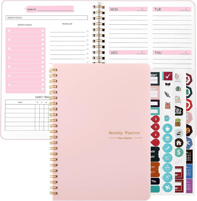 A5 Weekly Planner Notebook, Undated To Do List Notebook Diary 52 weeks of Daily Planner tracking ... | Amazon (UK)