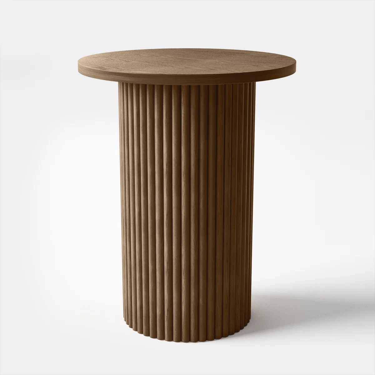 Chibuzor 22"Tall Pedestal Wood Round End Table, Handcrafted Solid Wood Fluted Design | Wayfair North America