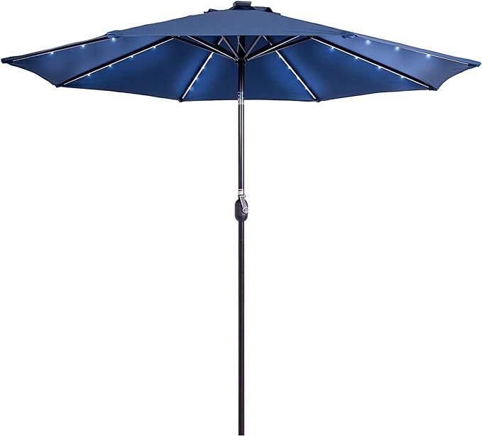 Sundale Outdoor 9FT 32 LED Lighted Patio Umbrella with Solar Powered, Table Market Umbrella with ... | Amazon (US)