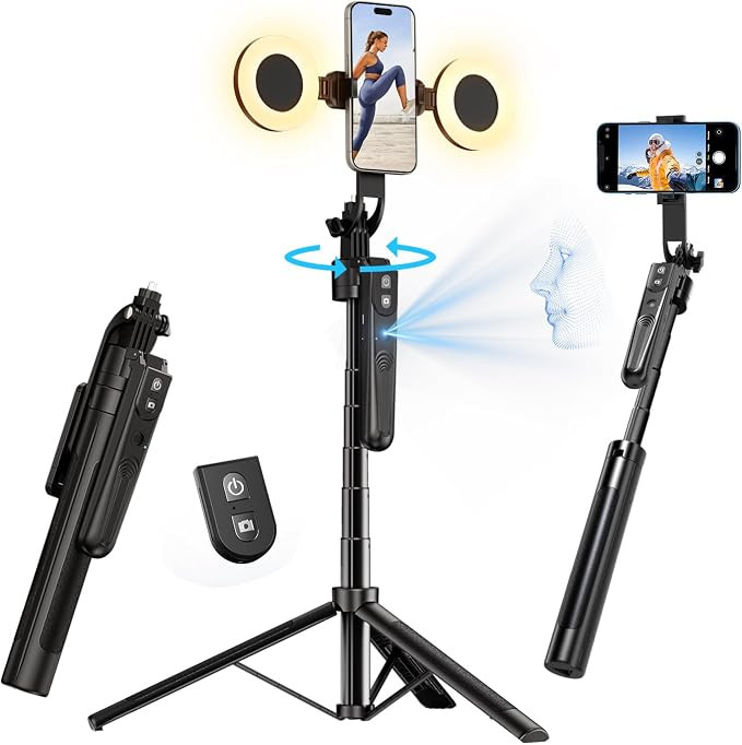 yAyusi Extendable Auto Face Tracking Tripod 360° Rotation with Light, No App, 70.9" Motion Senso... | Amazon (US)