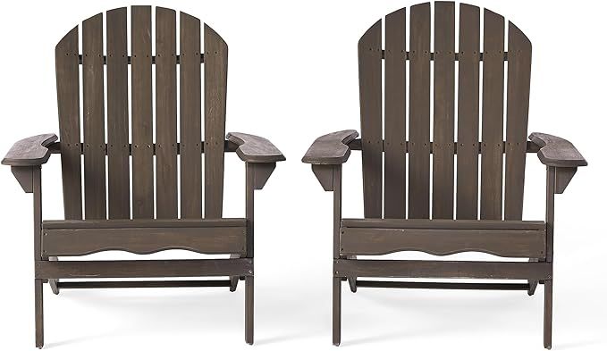 Christopher Knight Home Hanlee Folding Wood Adirondack Chairs, 2-Pcs Set, Grey Finish | Amazon (US)