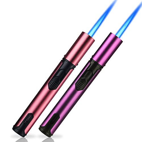 PROMISE Torch Lighters, Butane Lighters Refillable Single Jet Flame for Candle Grill BBQ Camping (Pink& Purple) | Amazon (US)