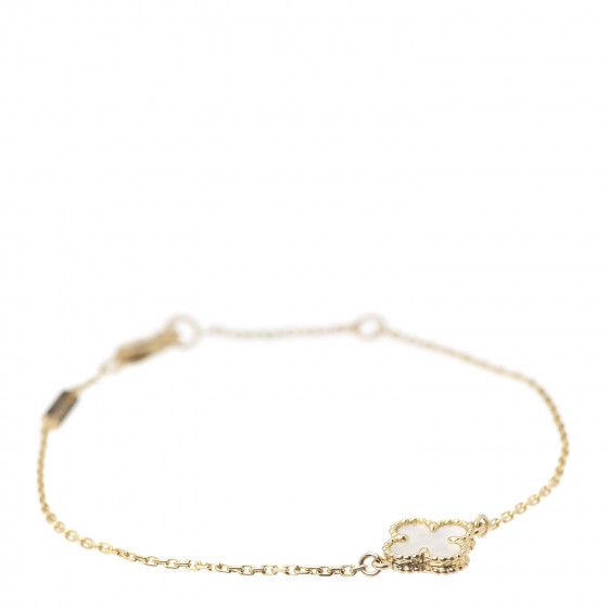 18K Yellow Gold Mother of Pearl Sweet Alhambra Bracelet | Fashionphile