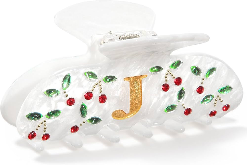 CHLINS Initial Cherry Hair Clips for Women Girls - Cute Glitter Monogram Claw Clips with Rhinesto... | Amazon (US)