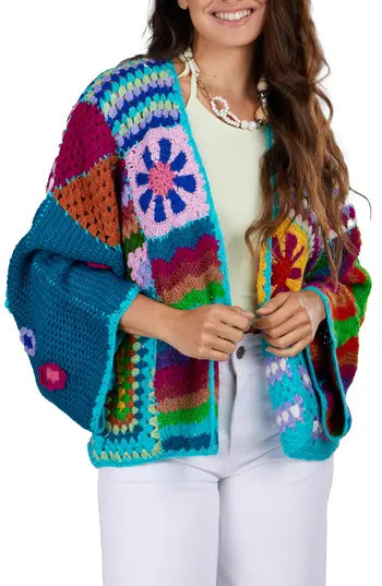SAACHI Mixed Pattern Crocheted Cardigan in Multi at Nordstrom Rack | Nordstrom Rack