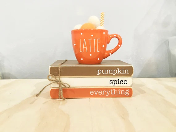 Pumpkin spice Fall decor Mini book bundle Tiered tray | Etsy | Etsy (US)