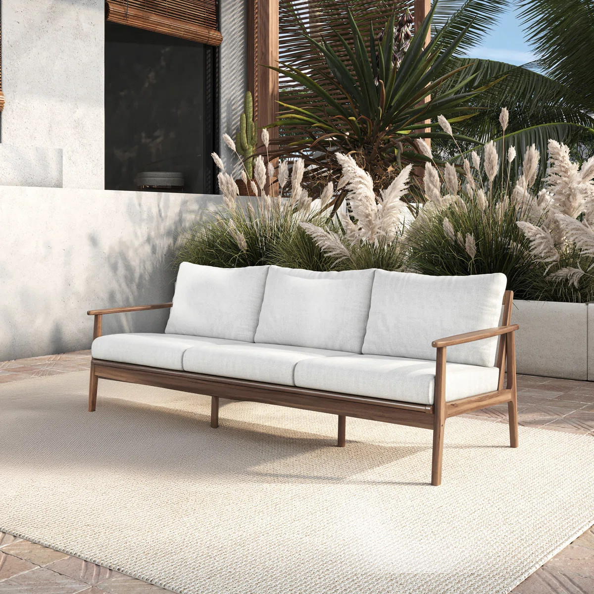 Lyon Solid Acacia Wood Patio Sofa | Wayfair North America