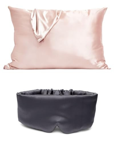 Kitsch Satin Pillowcase (Standard, Blush) & Satin Sleep Mask (Charcoal) with Discount | Amazon (US)