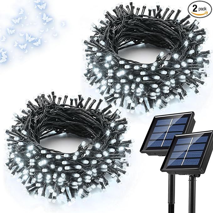 LALAPAO 2 Pack Solar String Lights 72ft 22m 200 LED 8 Modes Solar Powered Xmas Outdoor Lights Wat... | Amazon (US)
