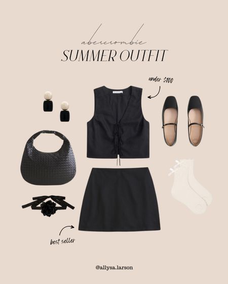 Abercrombie summer outfit, mini skirt, black skirt, neutral outfit, neutral style 

#LTKSeasonal #LTKstyletip #LTKfindsunder100