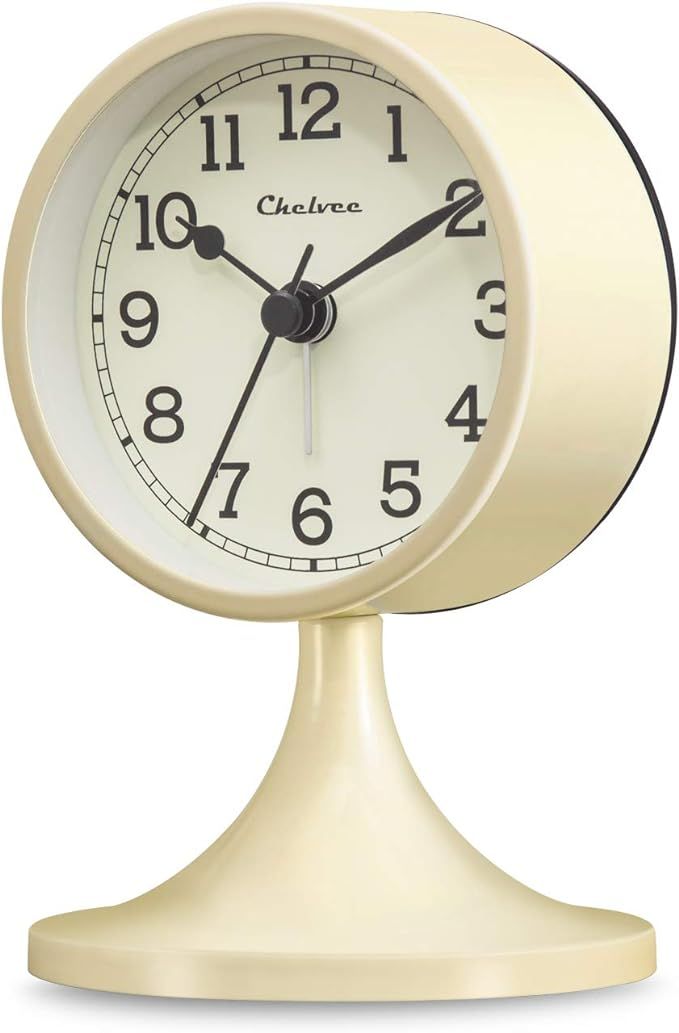 Chelvee Alarm Clock,3 inches Quartz Analog Desk Alarm Clock, Silent No Ticking,Battery Operated | Amazon (US)