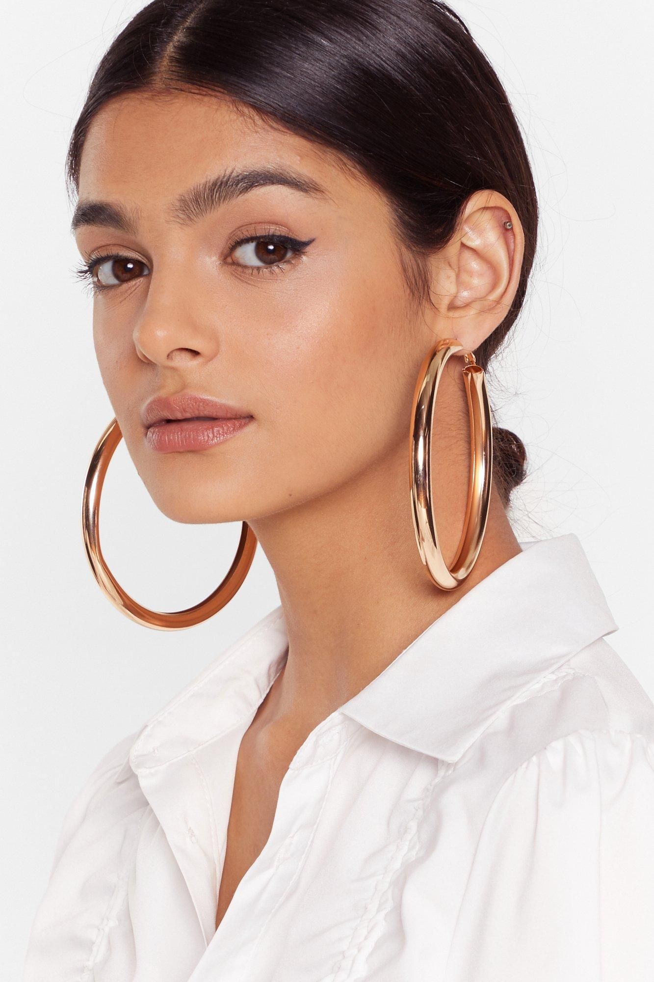 Womens Over It Oversized Hoop Earrings - Gold | NastyGal (US & CA)