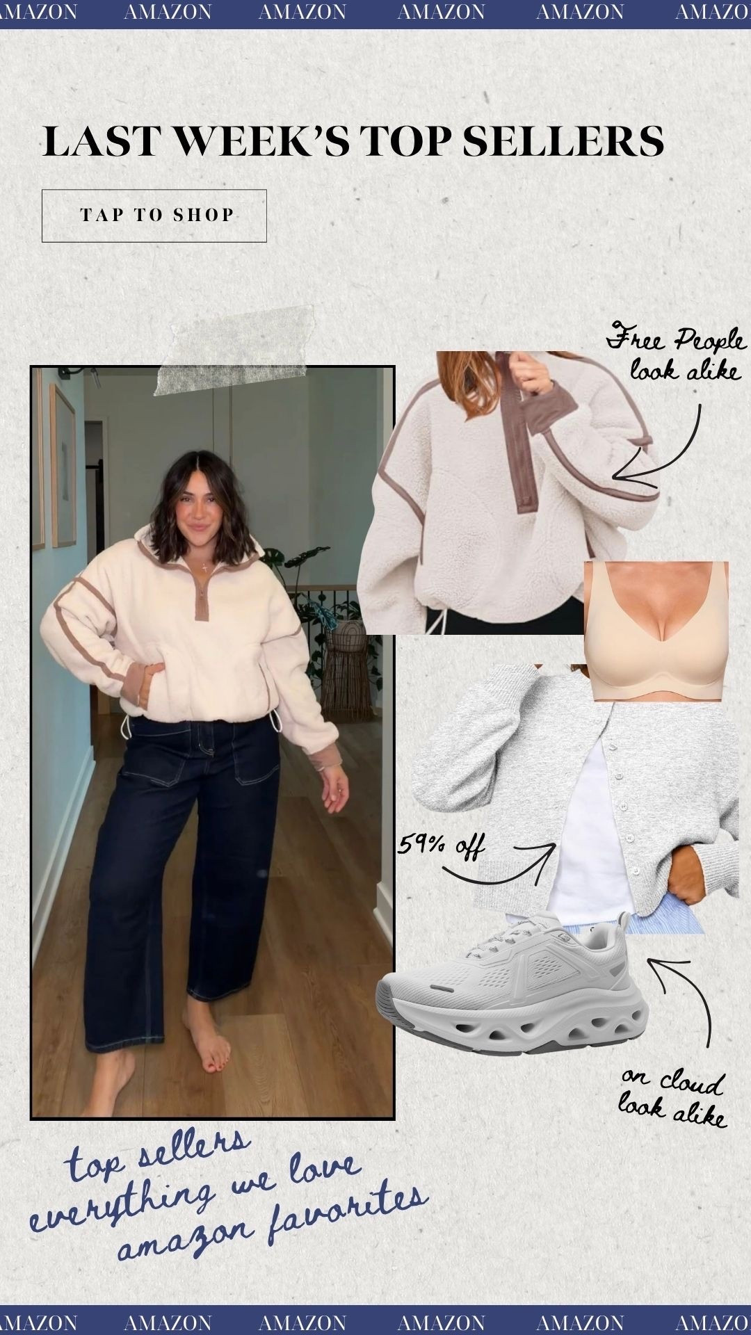 Last weeks top Amazon sellers
Amazon favorites
Free People Look alike
Wire free bra
Fall cardigan 
On cloud look alike

#LTKmomlife #LTKSeasonal #LTKMidsize