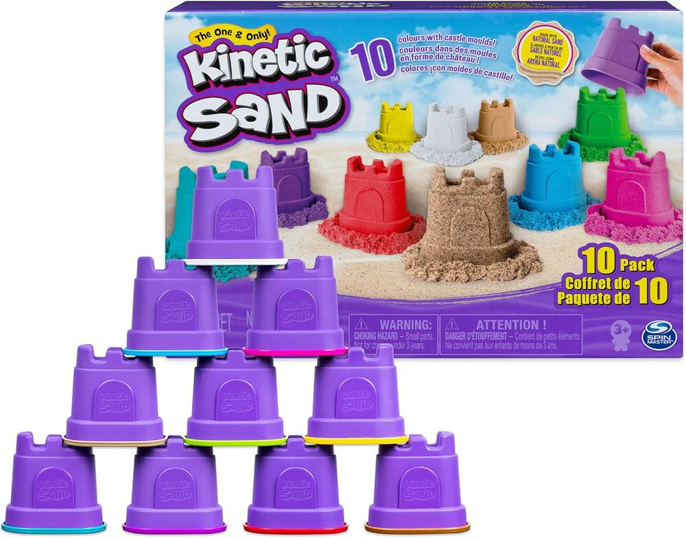 Kinetic Sand, Castle Containers 10-Color Pack Colored Sand for Stocking Stuffers, Christmas Gifts... | Amazon (US)
