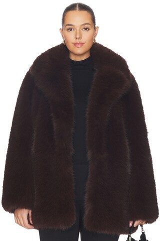 L'Academie by Marianna Gamine Faux Fur Jacket in Dark Brown from Revolve.com | Revolve Clothing (Global)