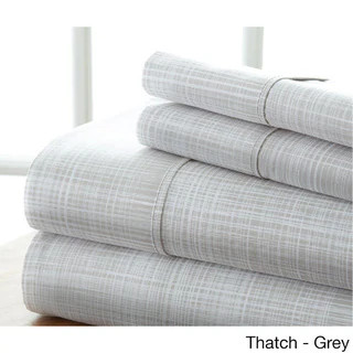 Becky Cameron Premium Ultra Soft Printed 4 Piece Bed Sheets Set (California King - thatch-gray) | Bed Bath & Beyond