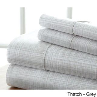 Becky Cameron Premium Ultra Soft Printed 4 Piece Bed Sheets Set (California King - thatch-gray) | Bed Bath & Beyond