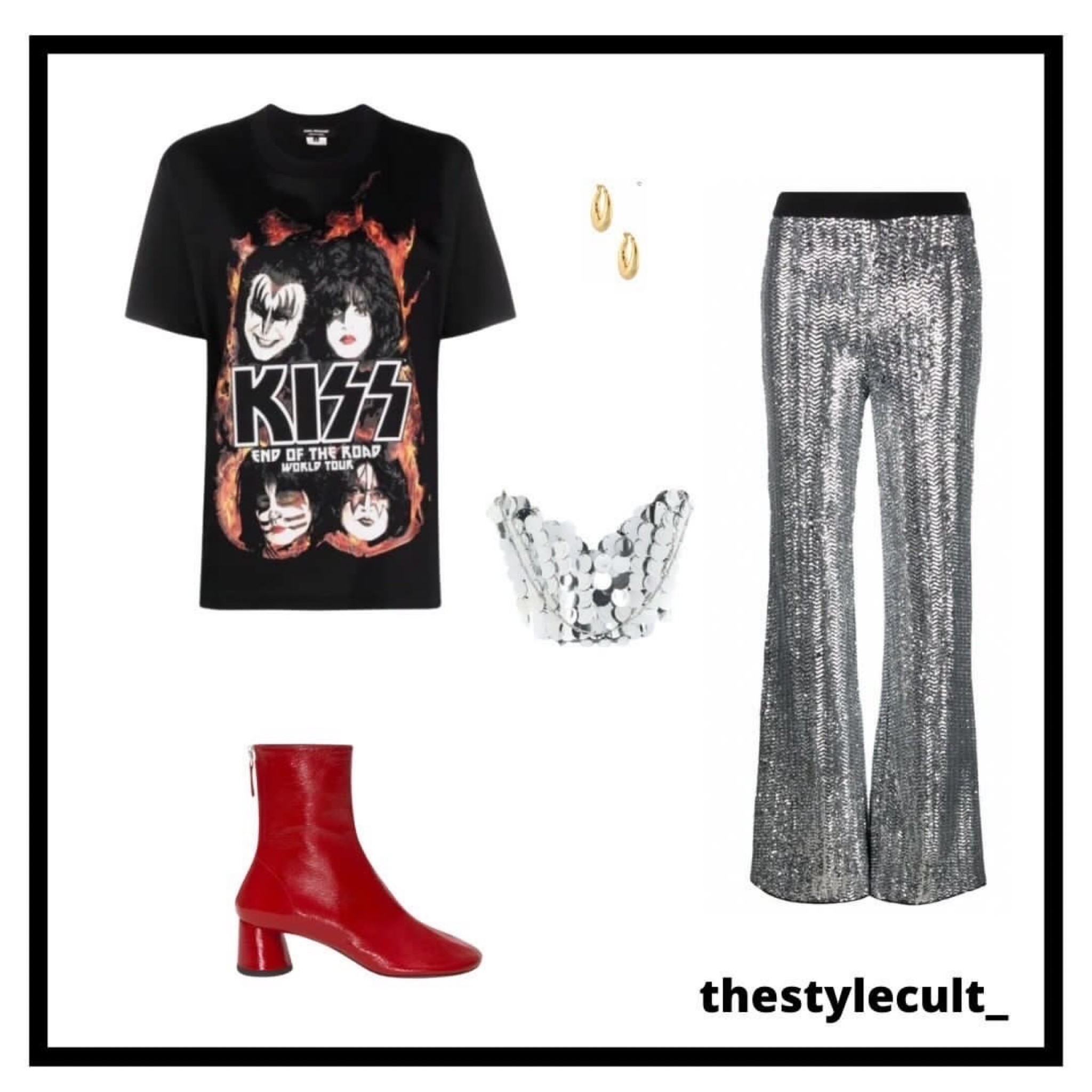 • pinko sequin pants | gold hoops | kiss graphic tee | proenza schouler boots | paco rabanne shoulder bag

#LTKsalealert #LTKSeasonal #LTKstyletip
