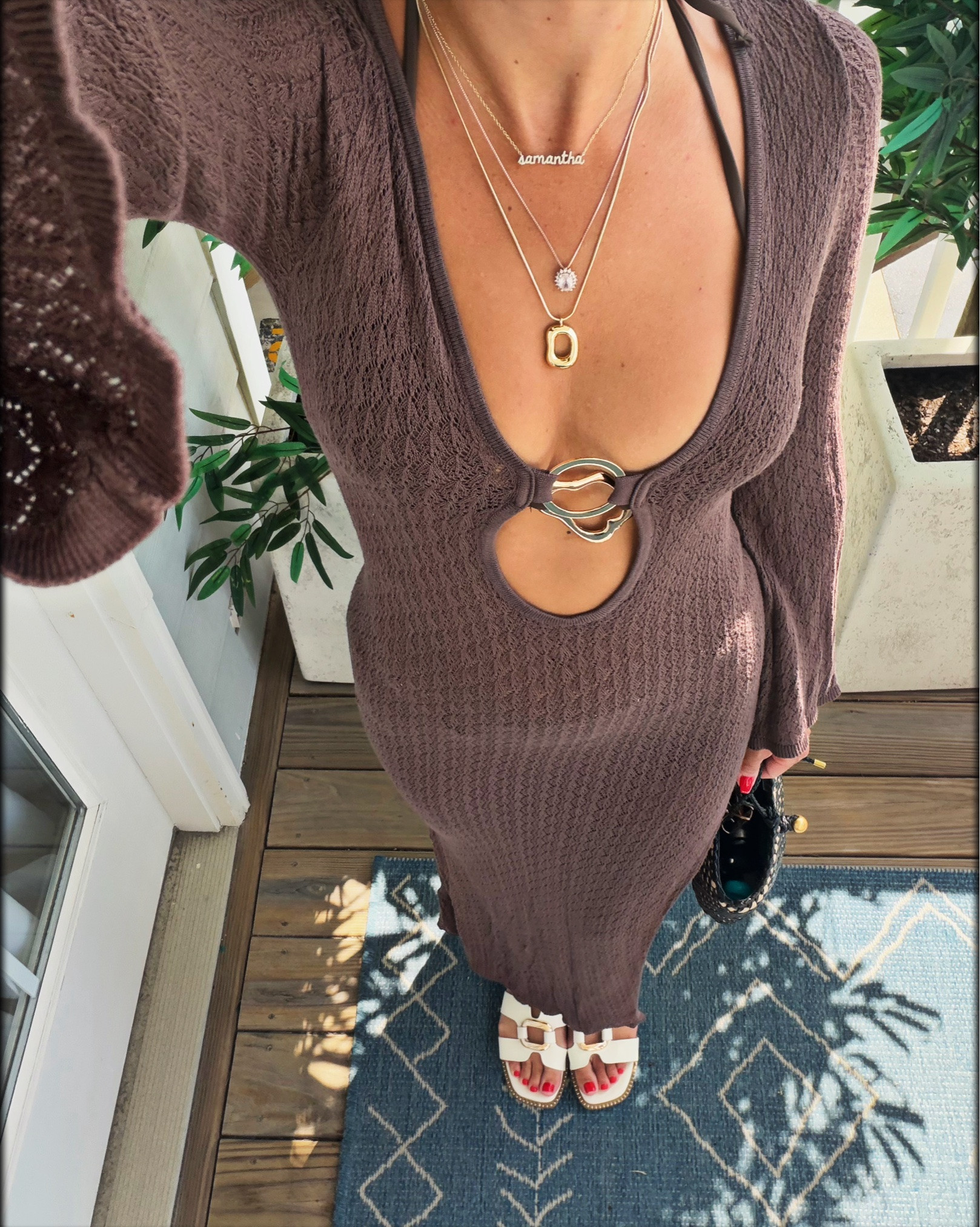 Proof that a good beach cover up can be so much more than a beach cover up 🤎 I originally styled this sheer knit maxi dress for Coachella, but I’ve already found another reason to wear it since. The chocolate brown color, plunging neckline, front cutout and sheer fabric make it such an easy summer to fall transition piece. Perfect as a vacation cover up, resort wear look, festival dress, date night outfit or sheer dress for a night out. Definitely one of those versatile pieces that can be styled way beyond the beach.

#SheerDress #FallTransitionStyle #ChocolateBrownDress #VacationStyle #NightOutOutfit

#LTKootd #LTKSwim #LTKSeasonal