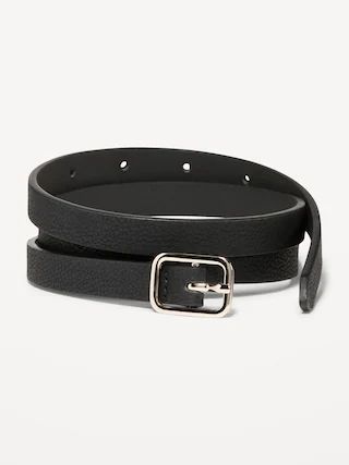 Slim Faux Textured-Leather Belt for Women (0.75-inch) | Old Navy (US)