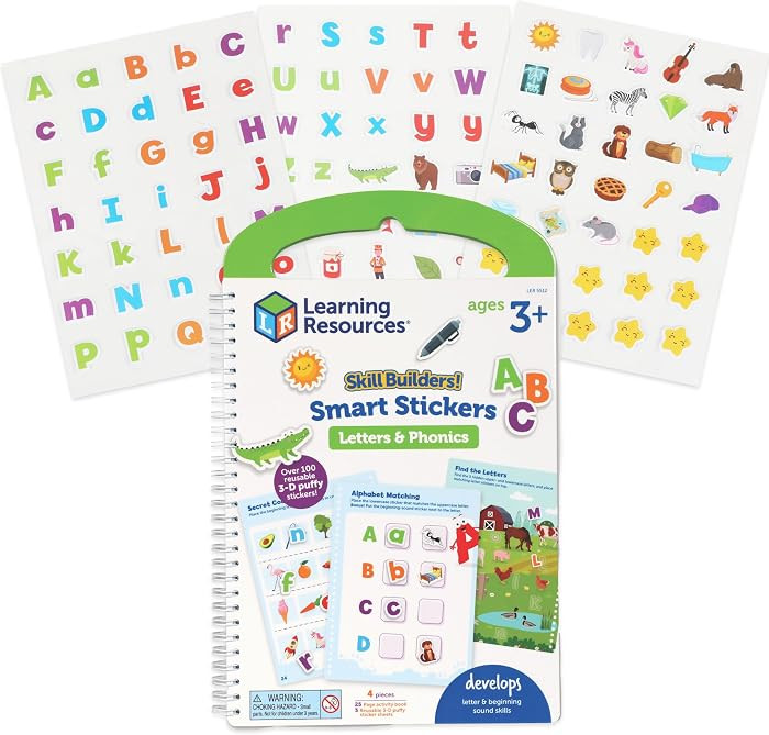 Learning Resources Skill Builders Smart Stickers Letters & Phonics - Reusable Sticker Books for K... | Amazon (US)