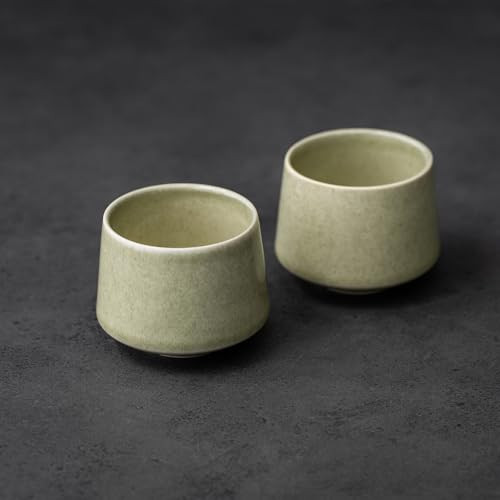 TANG PIN Matcha Cup Set, Ceramic Tea Cups, Japanese Matcha Cup, Chinese Kung Fu Teacup, Perfect for Matcha, Cappuccino, Sake, 6.8 OZ (Set of 2) - Unique Matcha Glaze Color | Amazon (US)
