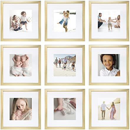Amazon.com - Sheffield Home 9 Piece Gallery Wall Frame Set, 12x12 in. Matted to 8x8 in. (Gold) - | Amazon (US)