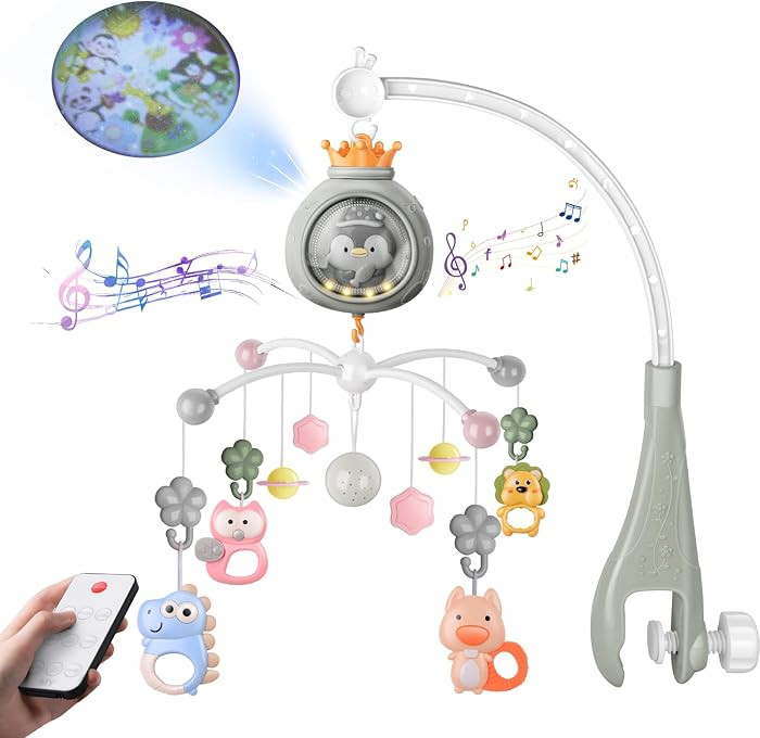Crib Mobile with Music and Lights, Mobiles for Cribs, Baby Nursery Space Portable Infant Arm Hang... | Amazon (US)