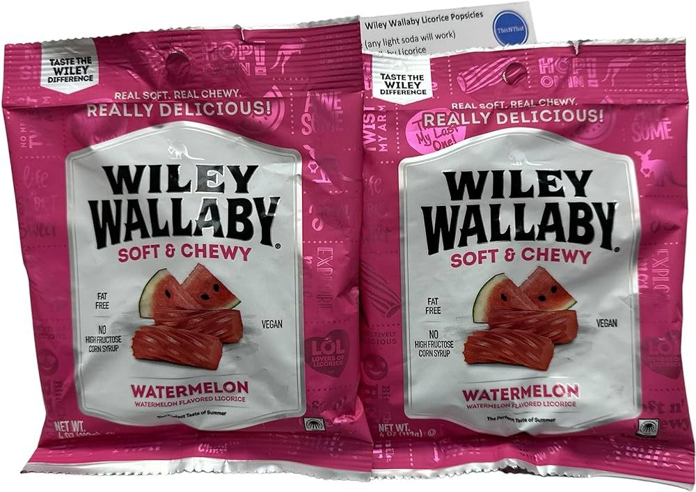 Wiley Wallaby Soft & Chewy Flavored Licorice Candy Bundle: (2) 4 oz Watermelon Bags & ThisNThat R... | Amazon (US)