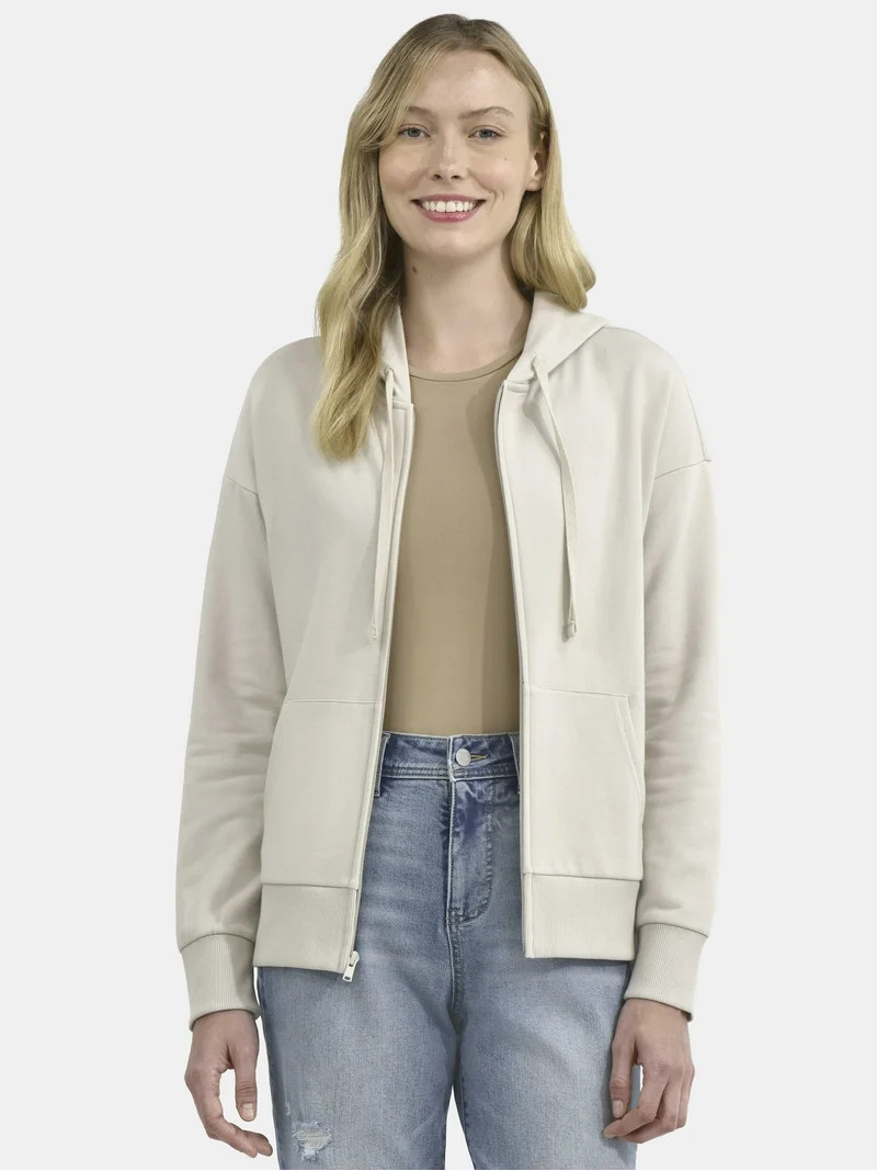 Time and Tru Women's and Women’s Plus Zip Front Fleece Hoodie Jacket, Sizes XS-4X | Walmart (US)