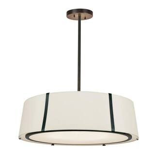 Fulton 6-Light Black Shaded Chandelier with Silk Shade | The Home Depot