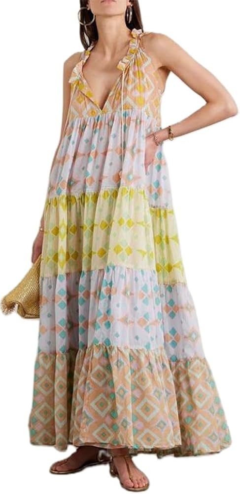 Womens Floral Maxi Bodycon Dress 2024 Boho Flowy Going Out Slip Dress Y2k Graffiti Spaghetti Stra... | Amazon (US)