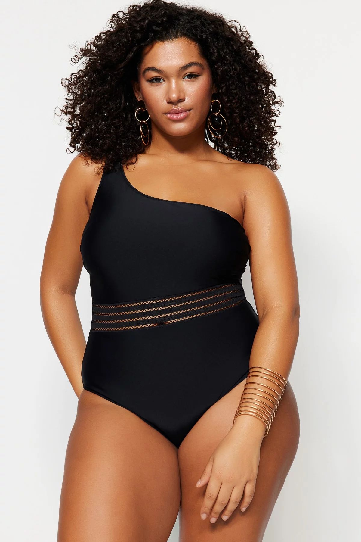 Plus Size Swimsuit - Black - Plain | Walmart (US)