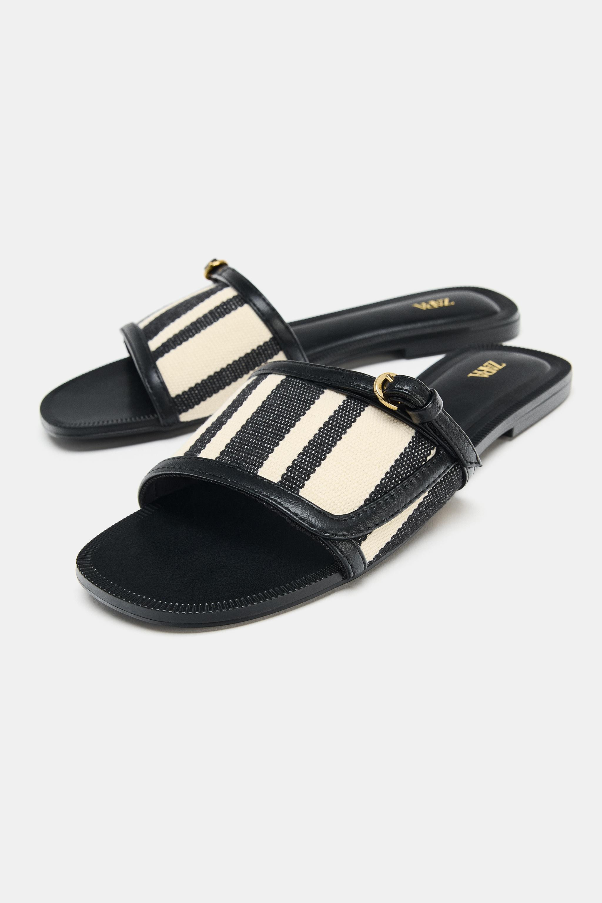 PRINTED FLAT BUCKLE SANDALS | Zara US