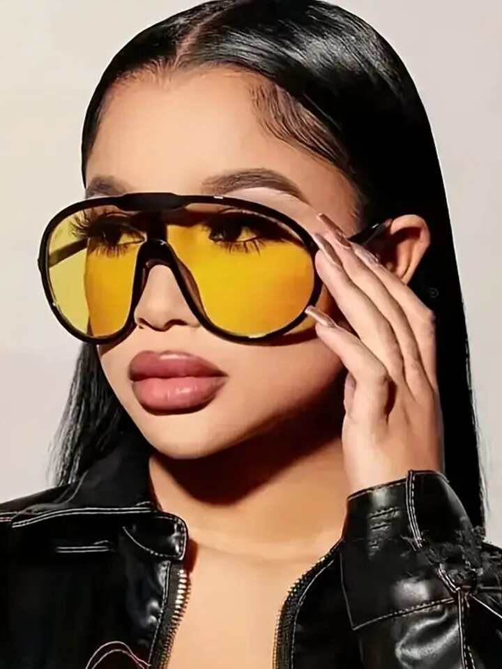 Street Y2k Geometric Frame Tinted Lens Fashion Glasses Perfect For Beach & Club Parties Shades Be... | SHEIN