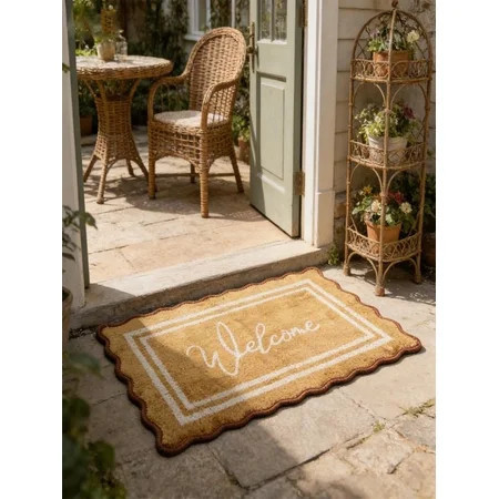 Spring Welcome Matt Outdoor,Scalloped Edge Welcome Doormat for Front Door Mat Outside Entrance,Home Doors Plate Durable Dirt Trapper Welcome Mats for Outdoor Indoor Entrance Garage Door Mat,40x60cm | Walmart (US)
