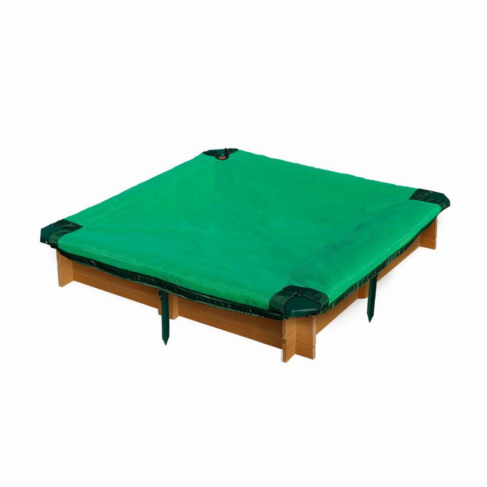 Gorilla Playsets 3-3/4 ft. x 3-3/4 ft. x 8 in. Square Interlocking Sandbox with Cover | The Home Depot
