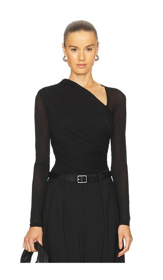 Illustration Gathered Bodysuit in Black | Revolve Clothing (Global)